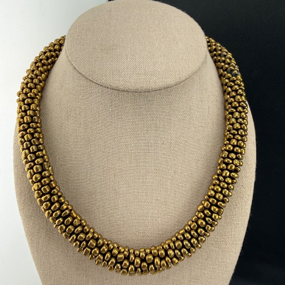 Vintage Estate Beaded Rope Necklace Gold Tone Cluster 18”